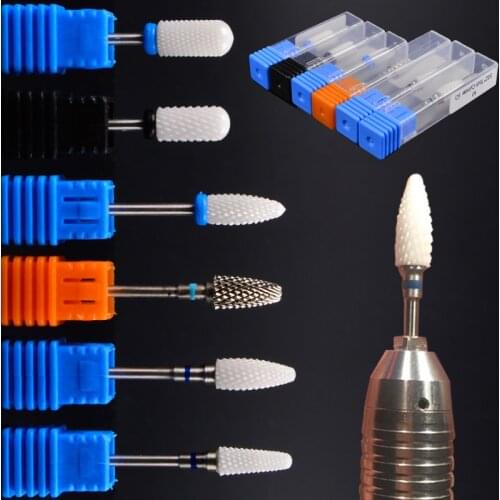 1Pc Optional White Ceramic Nail Drill Bit Mill Cutter For Electric Manicure Drill Manicure Accessory Remove Acrylic Gel Polish