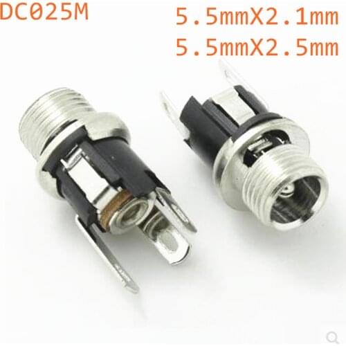 10pcs DC025 DC Power Socket Jack DC-025 DC-025M 3Pin Size Adaptation 5.5x2.5mm 5.5x2.1mm Power Female Plug DC025M Waterproof cap