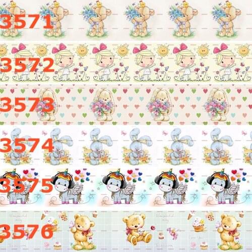 10yards - different sizes -Cartoon pattern printed Grosgrain ribbon - Cutie/lovely/girl/bear cartoon ribbon