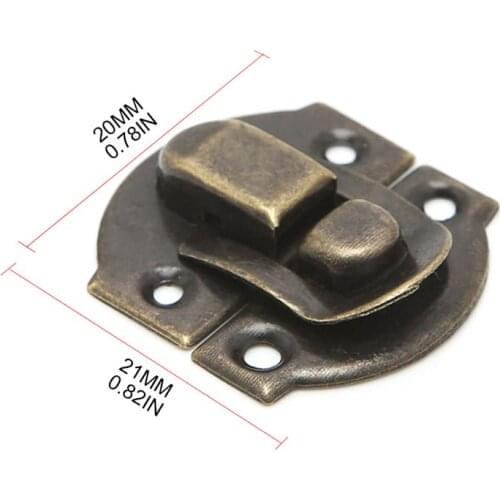 10x Antique Metal Lock Catch Curved Buckle Horn Clasp Hook Gift Jewelry Box Padlock HX6D