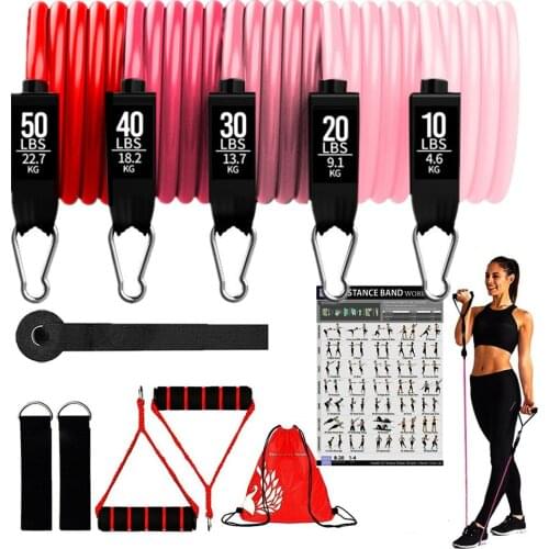 11/17Pcs Exercise Resistance Bands Set for Women Men Fitness Workout Bands Gym Equipment for Home Bodybuilding Muscle Training