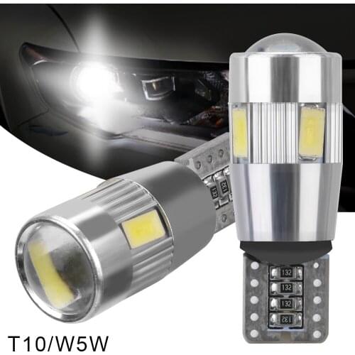 2pcs T10 W5W LED Signal Light Car 5W5 Bulb 5630 6SMD No error Canbus 12V 6000K Auto Claerance Wedge Side Reverse Lamps