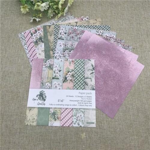24 sheet 6"X6"Have a Good Trip flower patterned paper Scrapbooking paper pack handmade craft paper craft Background pad