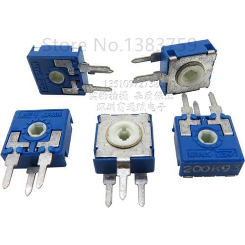 5pcs Adjustable Resistor CA9 Vertical Hex Hole 200K PT10 Spain Potentiometer