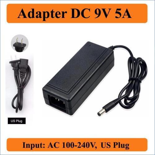 9V 5A US Plug AC DC Adapter AC 100V-240V Charger Converters to DC 9V 5000mA Power Supply 5.5mm x 2.1-2.5mm AC Power