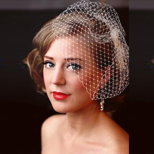 White Face Veils for Bride Hair Accessories Wedding Party Black Ivory Net Birdcage Fascinator Elegant Charming Simple Short Veil