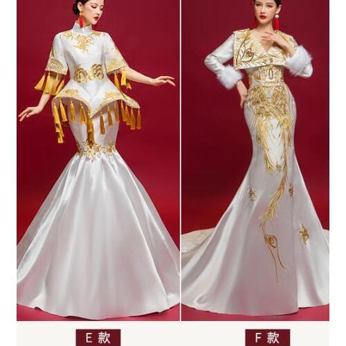 White with embroidery mermaid dress rococo court Gown queen Victoria drama gown/2 style for choose