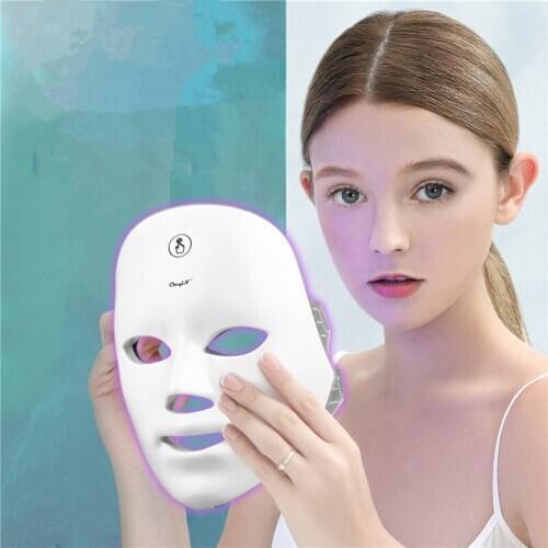 Cordless LED Photon Facial Mask Skin Rejuvenation Mask Touch Screen Anti Aging Acne Wrinkle Removal Nano Light Wave Beauty Tool