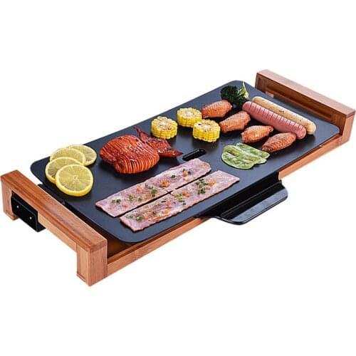 220V korean electric grill bbq smokeless barbecue machine ceramic Teppanyaki non-stick baking roasting pan roast pot home 2100W