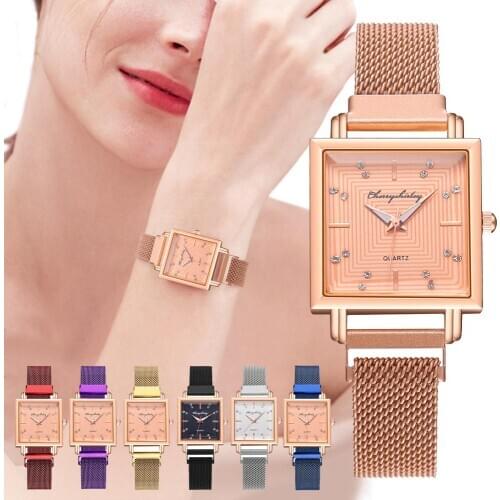 Orologio donna Alloy Steel Women Watches Female Quartz Luxury Wristwatch Women Wrist Watches Watch Rectangular Dial Lady Watches