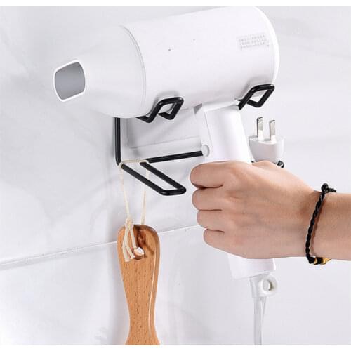 High Quality Hair Dryer Holder Blower Organizer Adhesive Wall Mounted No Punching No Trace Stainless Steel Stand for Home Supply