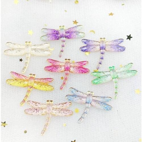 Diy 31*45mm 8pcs color resin crystal dragonfly flat back hairpin decoration flatback rhinestone