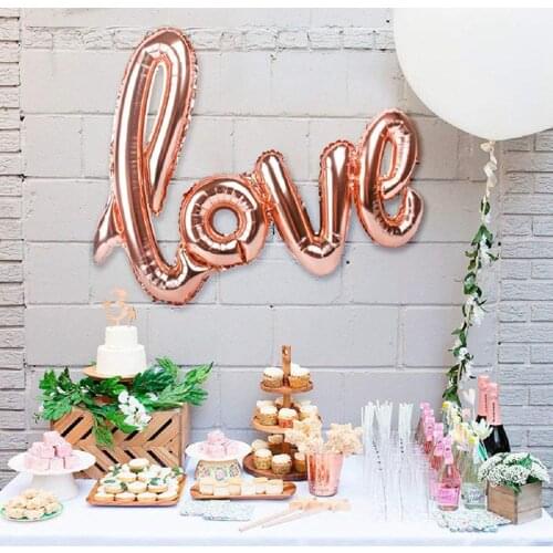 1pc LOVE Letter Foil Balloon Anniversary Wedding Photo Props Background Rose Gold Love Balloons Valentines Party Decoration