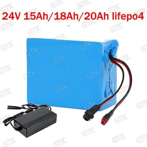 GTK lifepo4 24V 20AH Lithium 24V 15AH 24v 18Ah rechargeable for 350W 700W electric wheelchair Foldable Scooter bike + 3A charger