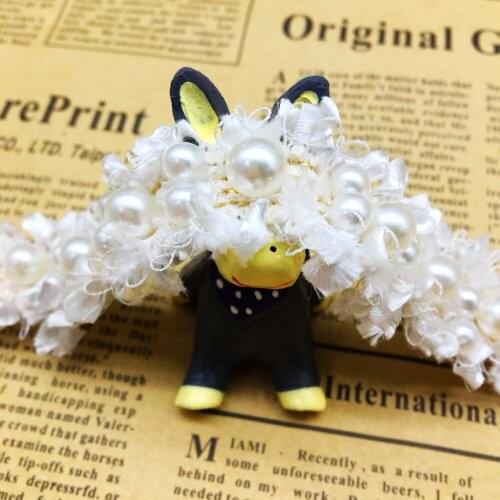 GXINUG 2 Yd Ivory Nylon Pear Beaded Lace Trim Ribbon Applique Sewing Craft Crochet Fabric Edging Trimmings Vintage Wedding Dress