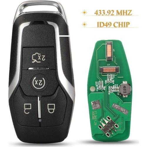 Kutery 5pcs 4 Buttons Remote Control Car Key 433.92/434MHZ 868Mhz ID49 Chip For Ford Mustang Edge Explorer Fusion Mondeo Kuka