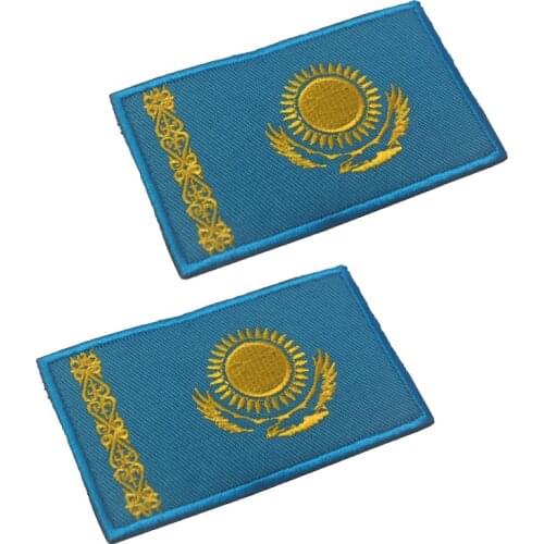 Kazakhstan Flag Army Badge Tactical Embroidered Patches Appliques Hook & Loop