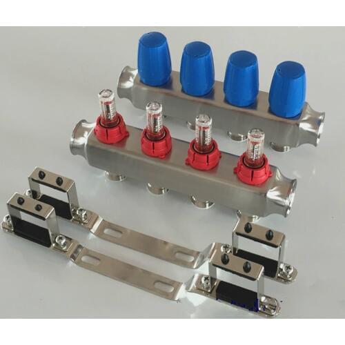 Underfloor heating manifolds 4 ports stainless steel 1' for 1/2 pex