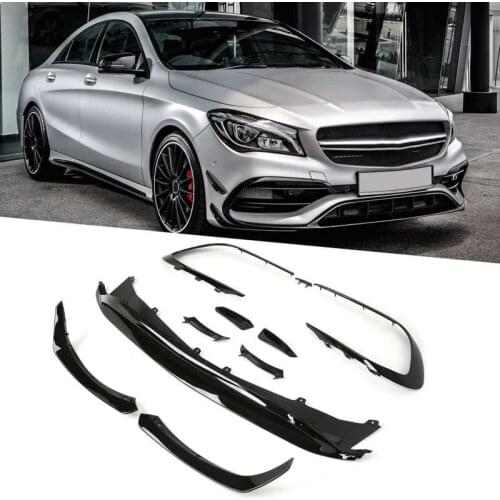 Front Bumper Aero Lip Kit Replacement for Mercedes-Benz CLA-Class C117 X117 AMG-Line CLA45 Facelift 2016 2017-2019 Gloss Black