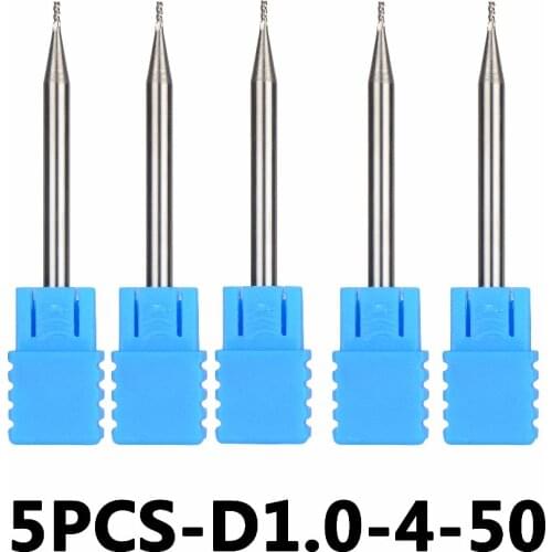 Tungsten Steel End Mills 5pcs/lot D1-4-50 3 Flute Flattened Head Milling Cutters Carbide End mills HRC45 Suitable for Aluminum