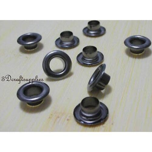 Eyelets metal with washer grommets gunmetal round 80 sets 6 mm G34