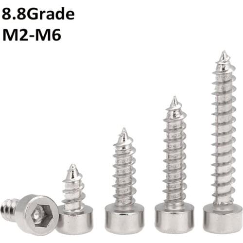 M2 M2.6 M3 M3.5 M4 M5 M6 Hexagon Hex Socket Cap Head Self Tapping Screws Ni-plated Grade8.8 Carbon Steel Allen Head Screw