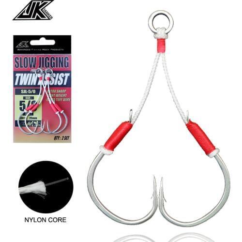 JK Slow Jigging Hook 3/0 4/0 5/0 6/0 Metal Jig Assist Jig Hook With Antirust Coating Saltwater Fishing Hook Double