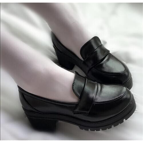 Cute Lolita Girl Women Maid Boots Shoes Round Toe Leather Shoes Japanese JK School Uniform Anime Cosplay B1103