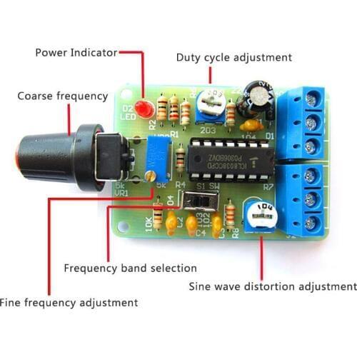 1 Set ICL8038 Monolithic Function Signal Generator Module DIY Kit Sine Square Triangle