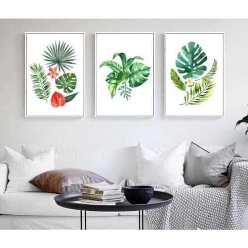 3 pieces North African rain forest plant leaf Modular wall paintings decoration picture without frame