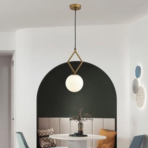 1Head Soft Lighting Glass Ball Pendant Lights E27 Milky Lampshade Pendant Lights with 2-color Bulb Modern Hanging Lanmps