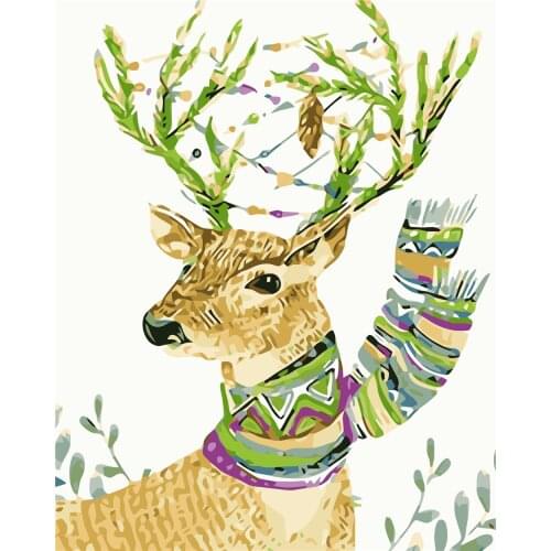 Bib Deer Oil Painting By Number Set On Canvas 40x50cm No Frame Set Acrylic Paint For Adults Picture Drawing Color By Numbers