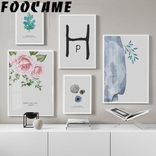 Plant Rose Flower Leaf Watercolor Painting Wall Art Canvas Living Room Modern Nordic Posters and Prints Home Decor Pictures