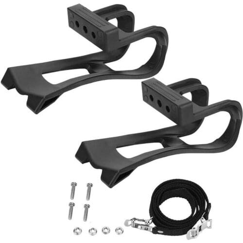 Plastic Black Adjustable Bike Pedals Straps Anti-slip Toe Clip Belt Bicycle Accessory