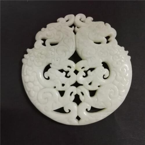 Charms Traditional Asia Ancient Vintage Sculpture Carving Art Pattern White Semi Precious Stone Pendant For Necklace DIY Jewelry