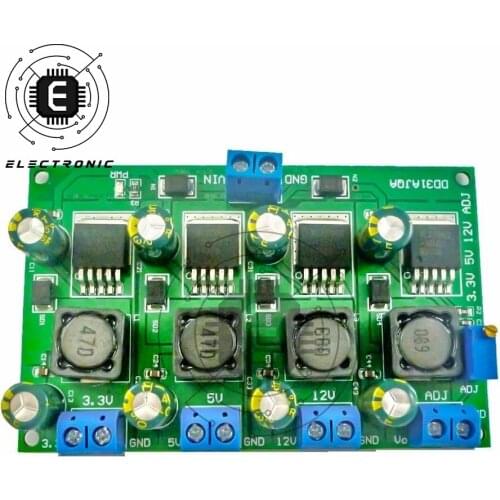 3A 4CH 4.5-30V to 3.3V 5V 12V DC DC Step-Down Buck Converter Module LM2596 AMS1117 7805 7812 MP2307 MP1584