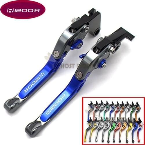 Blue+titanium CNC Adjustable Folding Extendable Motorcycle Brake Clutch Levers For BMW R1200R/R1200RS (2015+up) 2015 2016