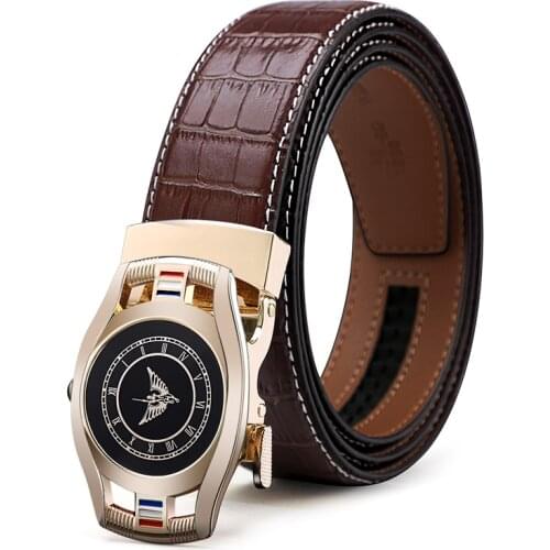 WilliamPolo Genuine leather Brand Belt Men Top Quality Genuine Luxury Leather Belts for Men Strap Male Metal Automatic Buckle