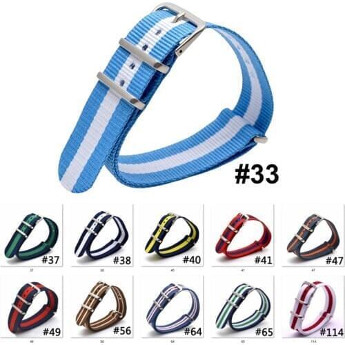 16mm Nylon Watch Strap Nato Army Sport Watch Band 18mm 20mm 22mm Woven Fabric Wristband Substitute Dw Watch Belt