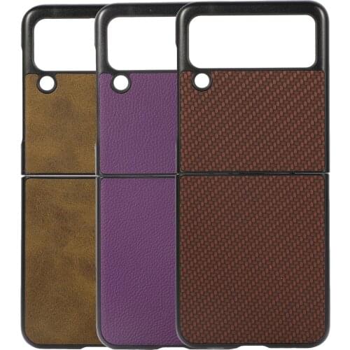 Luxury Fashion Carbon Fabric Fiber Fold PU Leather Case Cover For Samsung Galaxy Z Flip 3 5G Flip3 Protector Shell Para Cover