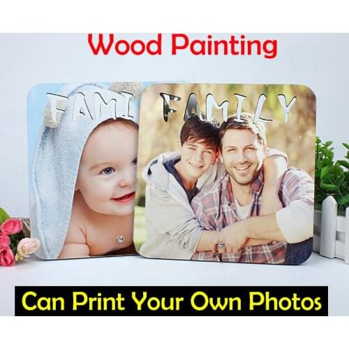 Wood painting that can print your own photos 19.5*19.5cm,Unique gift Customized Photo family draw Home Decor Artwork MDF-5020