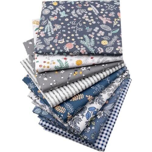 100% Pure Cotton Twill Fabric Suit 8pcs 40x50cm Floral Print Cotton Twill Fabric for DIY Patchwork Baby Cloth Textile for Child