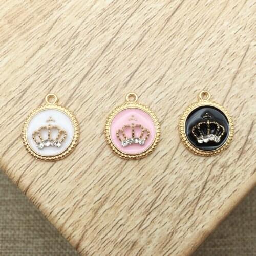 50pcs Crown Crystal Pendant Charms Wedding Brides Hair Clip Decor Floating Enamel Earring Bracelet Garment Shoes Zipper Ornament