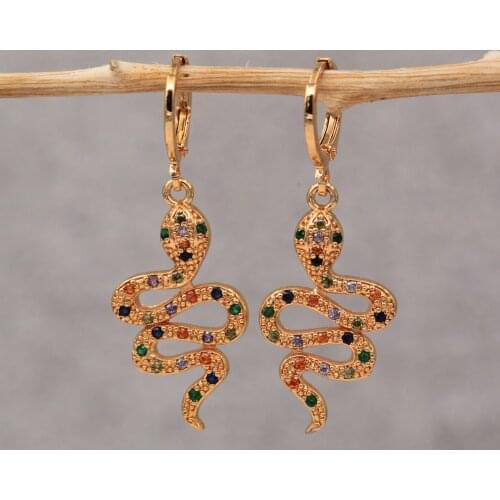 Dangle Drop Earrings Red Cubic Zirconia Animal Copper Earring For Women Fashion Jewelry Accessories Wedding Anniversary Gift