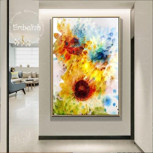 1 Pieces Hand Draw Sunflowers Beautiful Landscape Pictures For Living Room Modern Home Decor Posters HD Canvas Oil Paintings