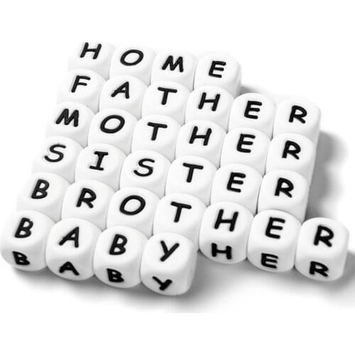 Cute-idea 10pcs silicone Alphabet English Letters Beads BPA Free Teether Personalized Name DIY Bracelet Food Grade Teething