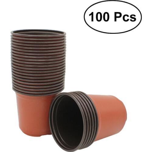 100 Pcs Plastic Round Flower Pots Potnursery Pots Desktop Potted Green Plant Garden Soft Nursery Flowerpot