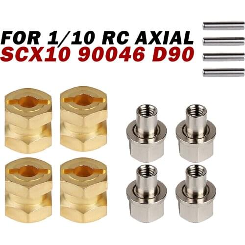 12MM Heavier Brass Wheel Hex Extended Adapter for 1/10 Axial SCX10 90046 D90 RC Car parts