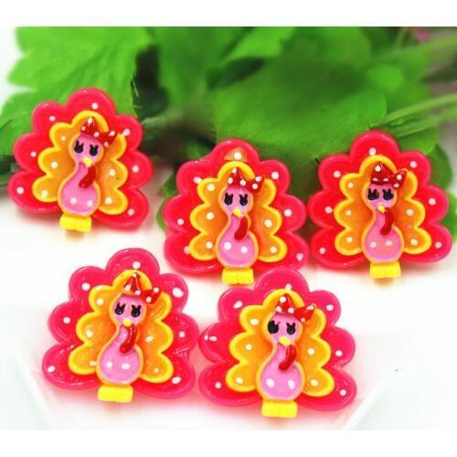 30pcs/lot about 25MM flat back resin Christmas turkey DIY resin cabochons accessories