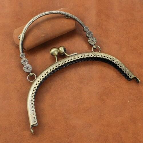 5Pcs 16CM Arc Metal clasps for bags With Flower Handle Wrist purse frame Lock DIY Womens Handbag Accessories